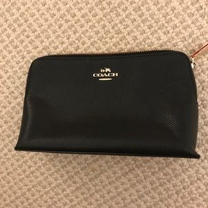 Black pebble leather Coach cosmetic case